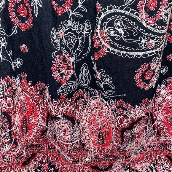 ZARA Boho Flowy Off the Shoulder Paisley Embroidered Blouse Top w/Wrist Ties XS - Picture 4 of 9